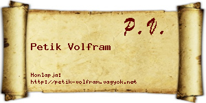 Petik Volfram névjegykártya